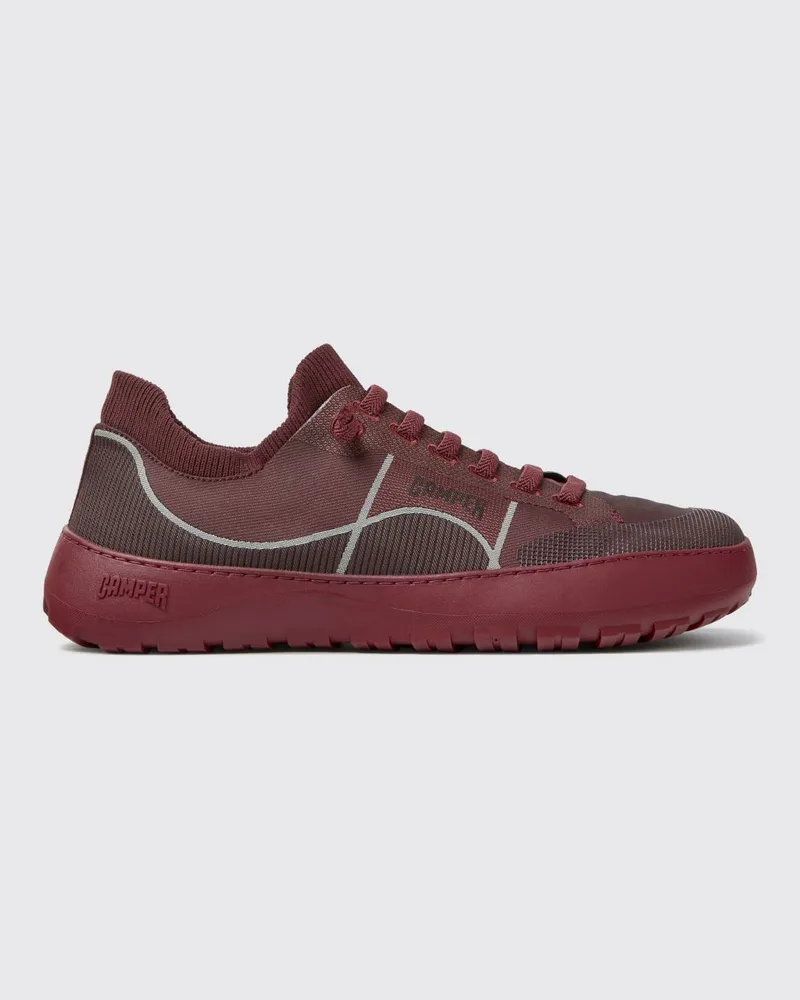 Camper Zweifarbige Peu Serra Slip-On-Sneaker aus recyceltem PET mit Vibram-Sohle Burgunderrot