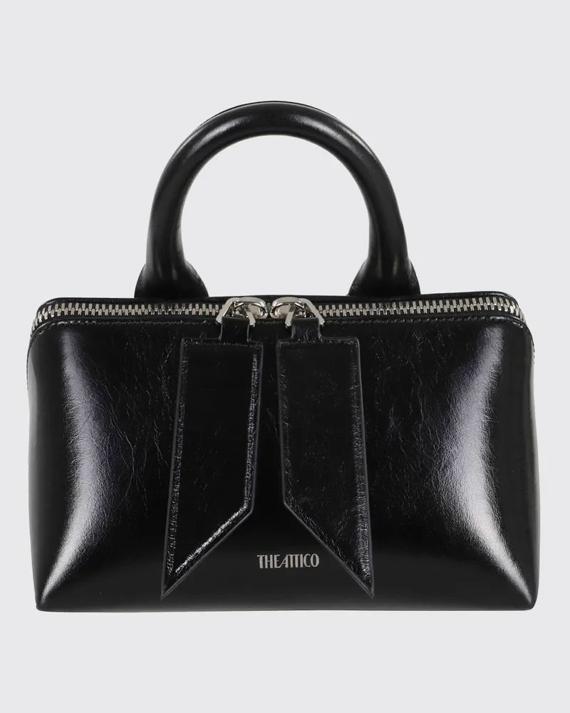 ATTICO Friday Mini-Handtasche von aus glattem Kalbsleder mit Schriftzug-Logo Schwarz