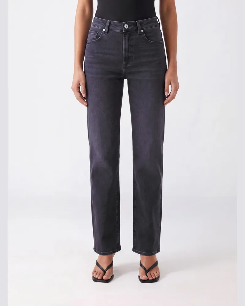 7 for all mankind Stovepipe High-Waist Straight-Leg Jeans aus Denim Schwarz