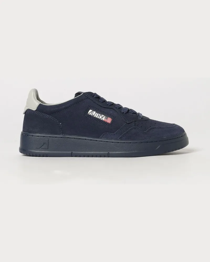AUTRY Medalist Low Sneaker aus glattem Kalbsleder mit perforierter Spitze Blau