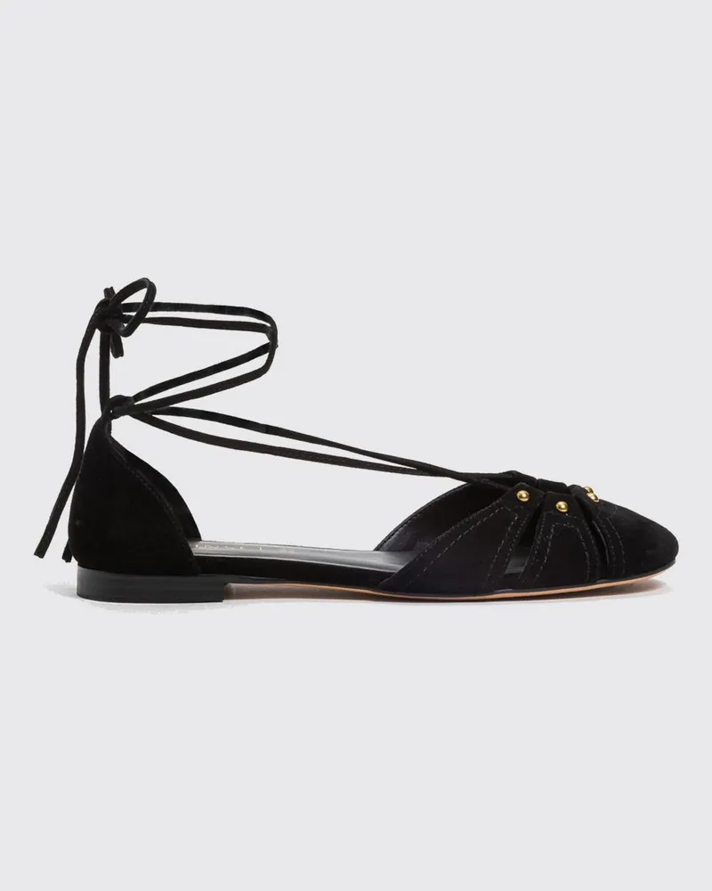 Twin-Set Ballerinas aus Wildleder mit Nieten Schwarz