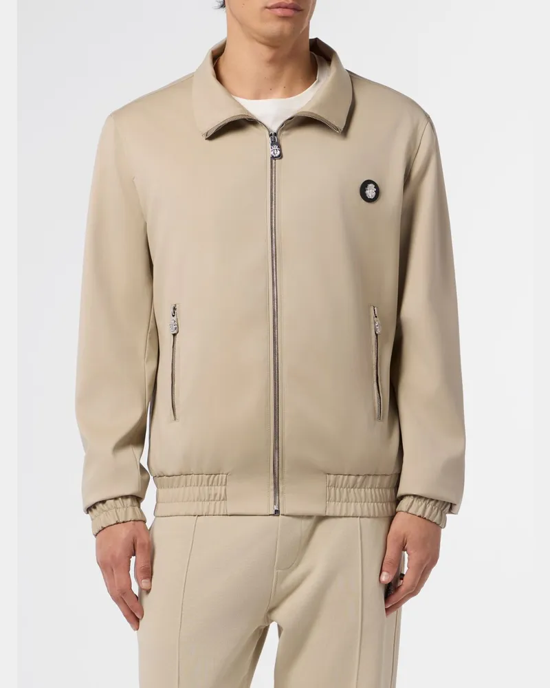 Billionaire Bomberjacke aus Schurwolle mit Logo Beige