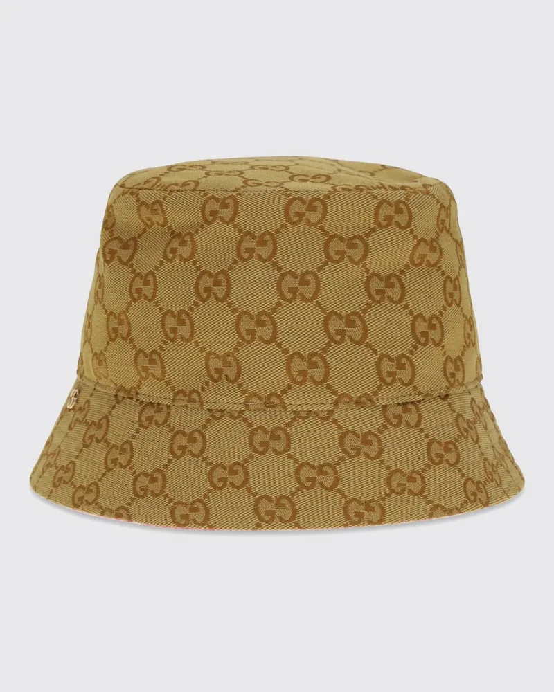 Gucci GG-Monogramm Jacquard-Fischerhut aus Baumwolle Gelb