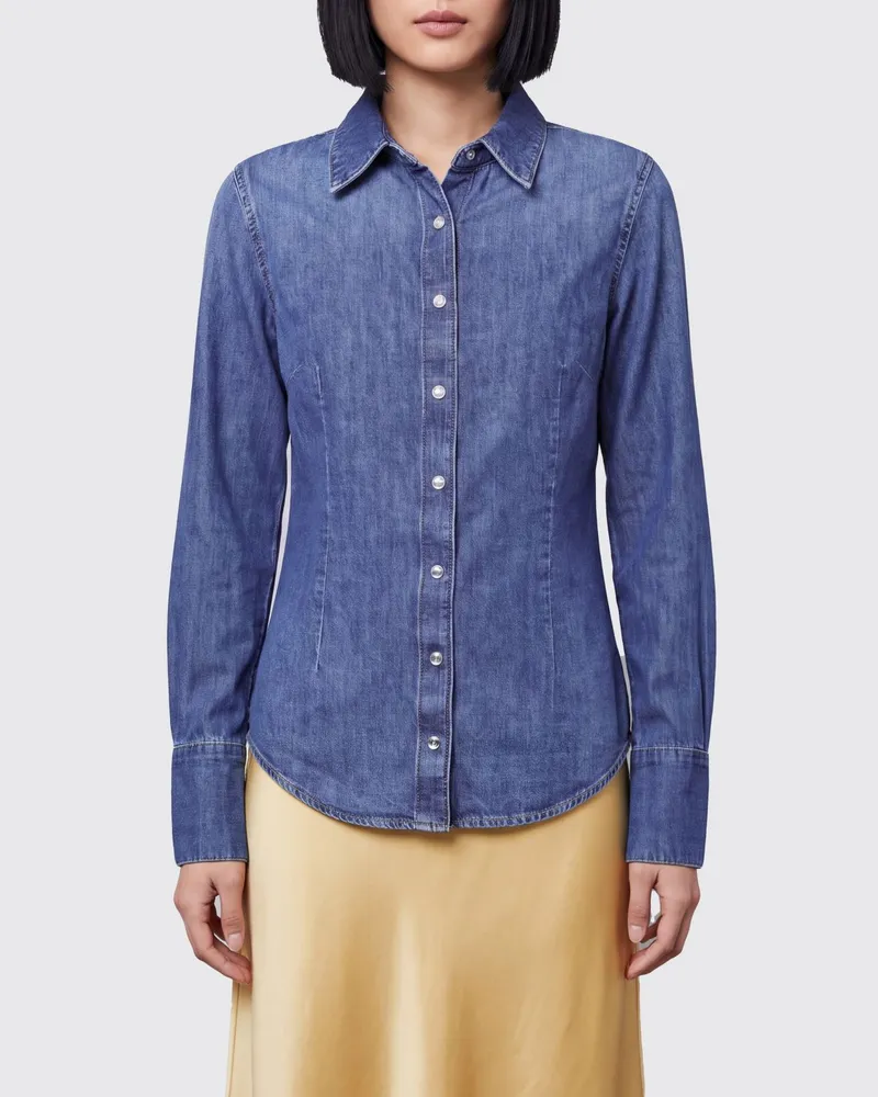 7 for all mankind Slim-Fit-Hemd aus 100% Baumwolle mit klassischem Kragen Blau