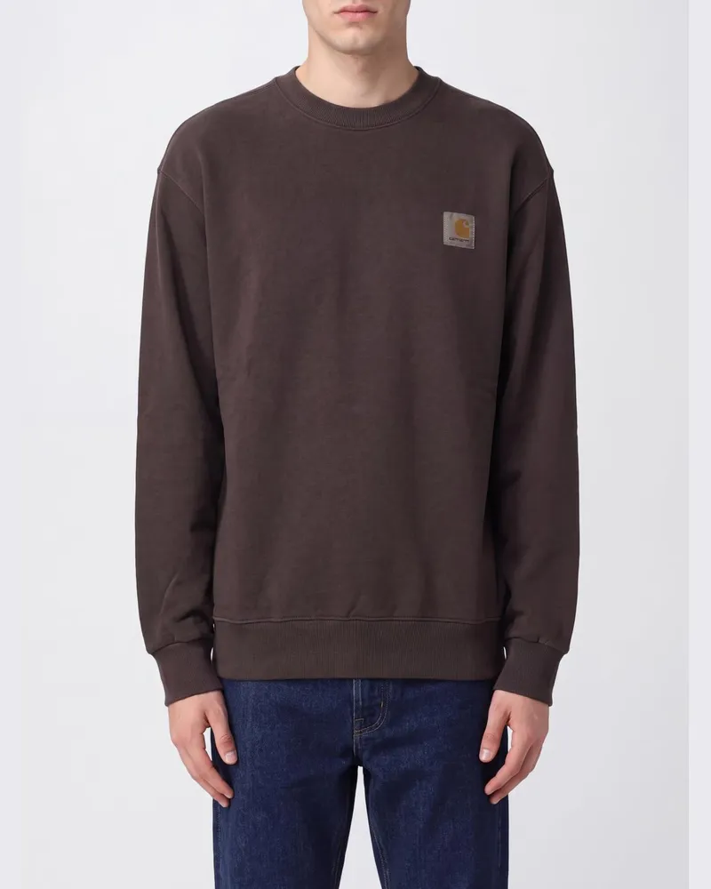 Carhartt WIP Crewneck-Sweatshirt aus Baumwolle mit Kontrastlogo Tabak