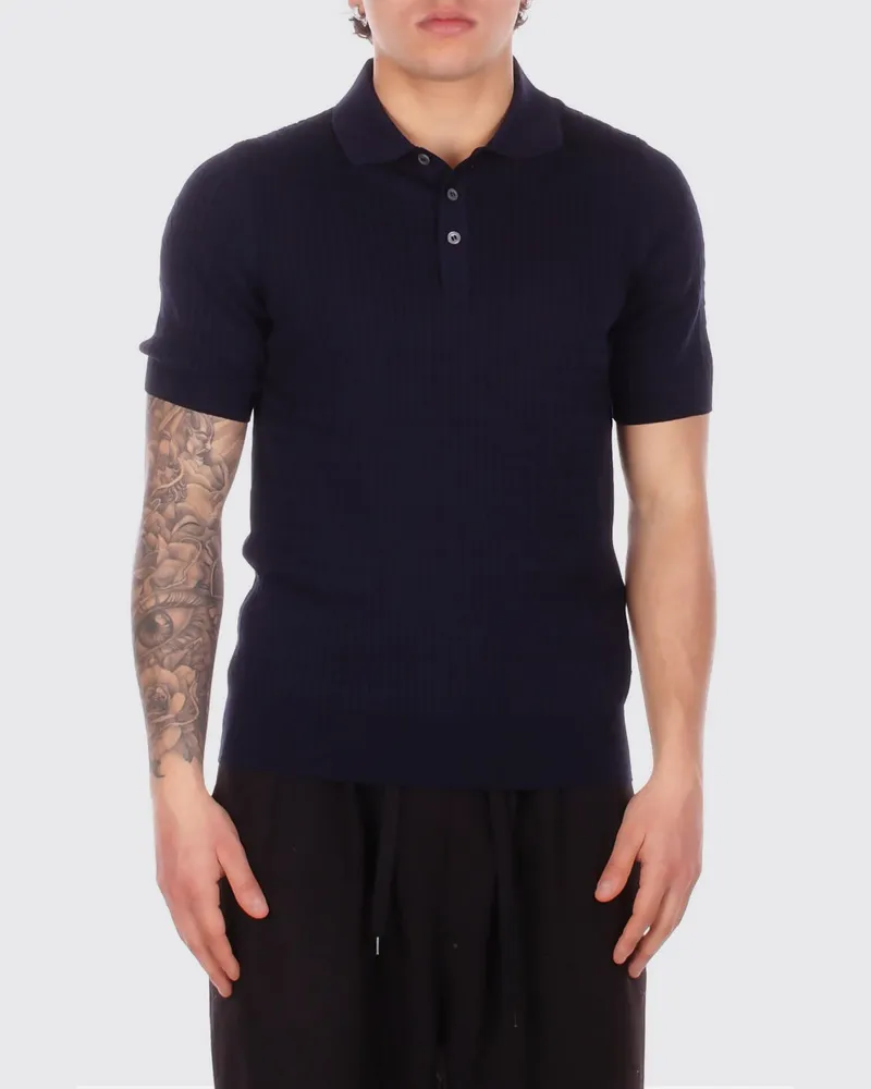 Tagliatore Baumwollstrickpolo Blau