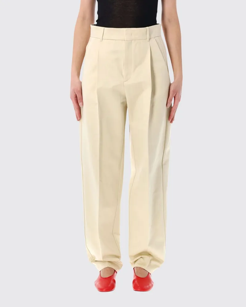 Soeur High-Waist Palazzo-Hose aus Bio-Baumwolle mit Bundfalten Cream