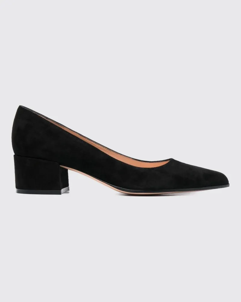 Gianvito Rossi Piper Pumps aus Veloursleder mit niedrigem Absatz und runder Kappe Schwarz