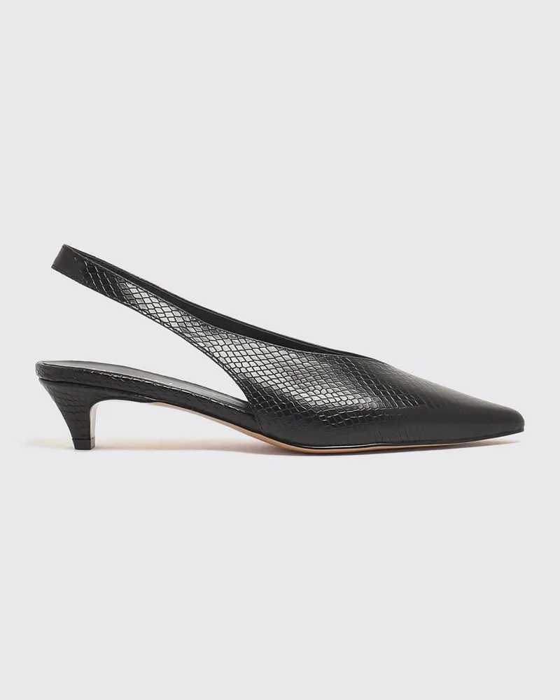 Twin-Set Slingbacks aus Schafsleder mit Python-Print und niedrigem Stilettoabsatz Schwarz