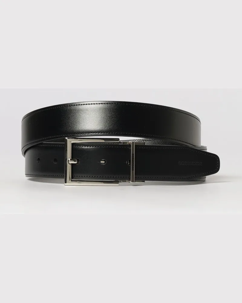 Dsquared2 Reversibler Ledergürtel mit austauschbarer Schnalle Schwarz