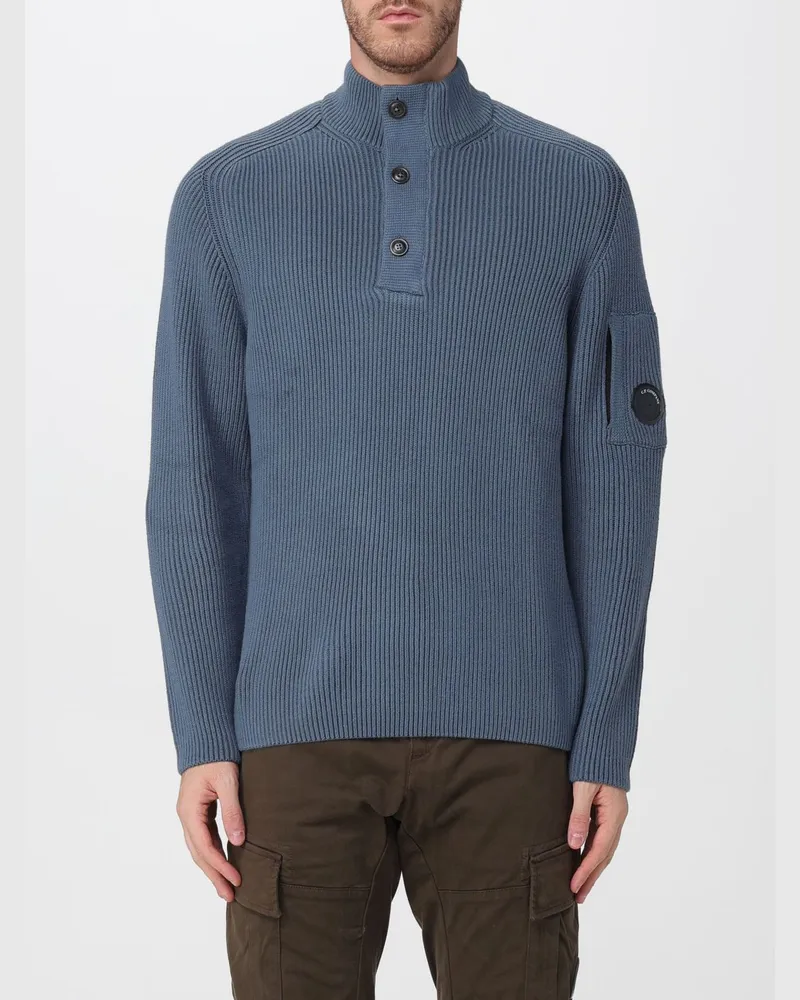 C.P. Company Slim Fit Pullover mit Stehkragen aus Baumwollmischung Blau