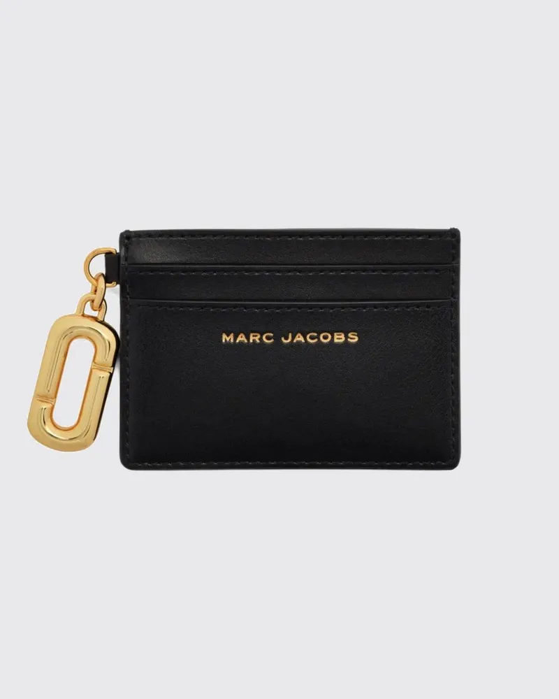 Marc Jacobs Flaches Kartenetui aus Leder mit Double-J-Logo Schwarz