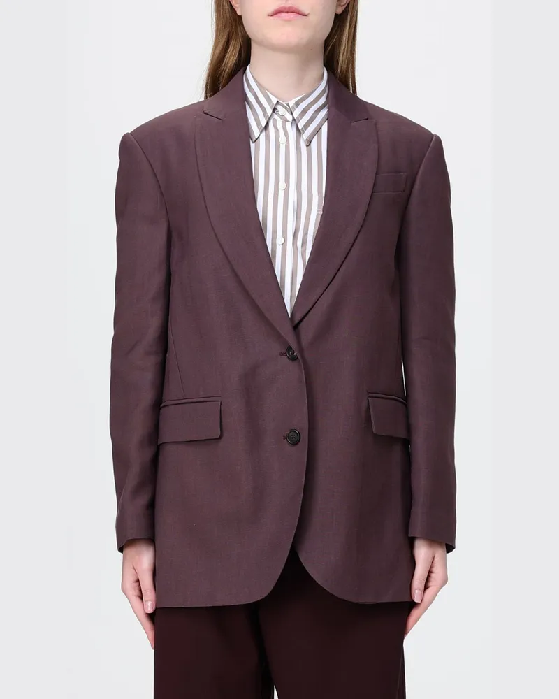 Brunello Cucinelli Einreihiger Blazer aus Baumwollmischung Braun