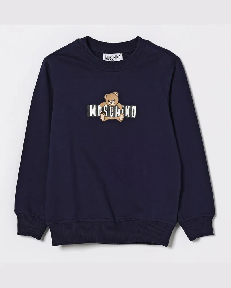 Moschino Teddy Bear Baumwoll-Rundhals-Sweatshirt Blau