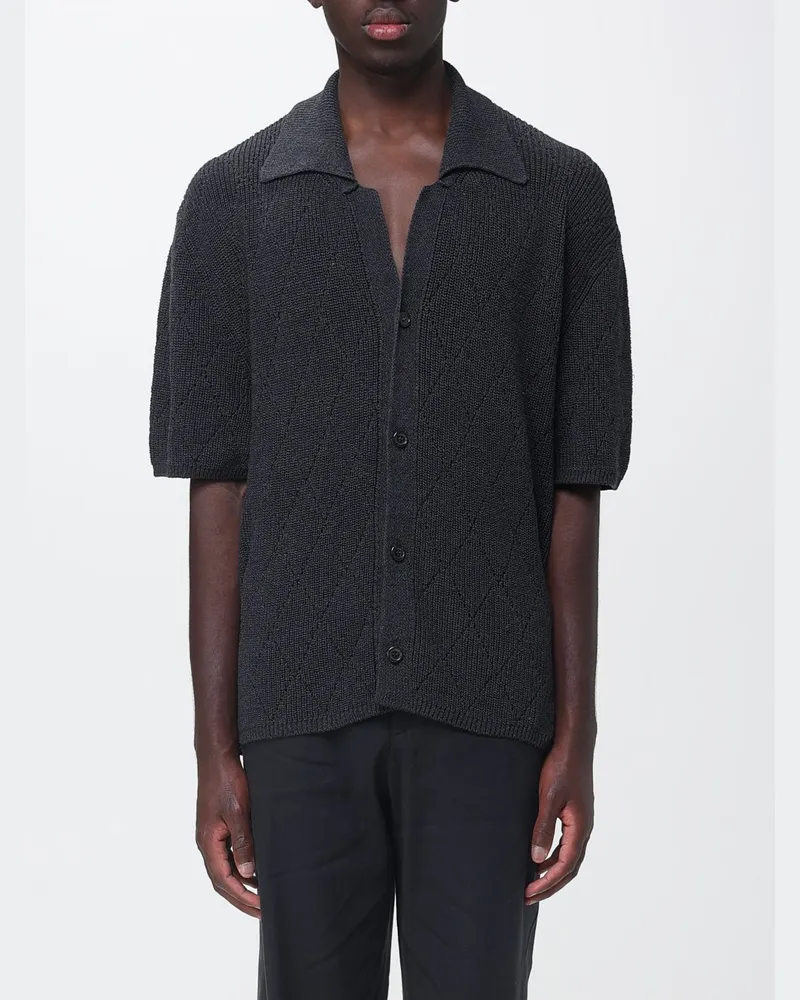 Laneus Strickhemd Schwarz