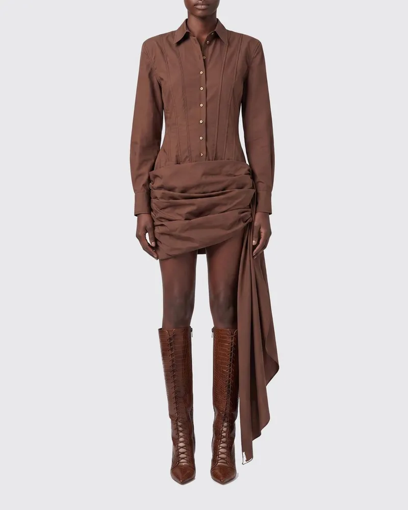 Giuseppe di Morabito Baumwoll-Hemdblusenkleid Braun