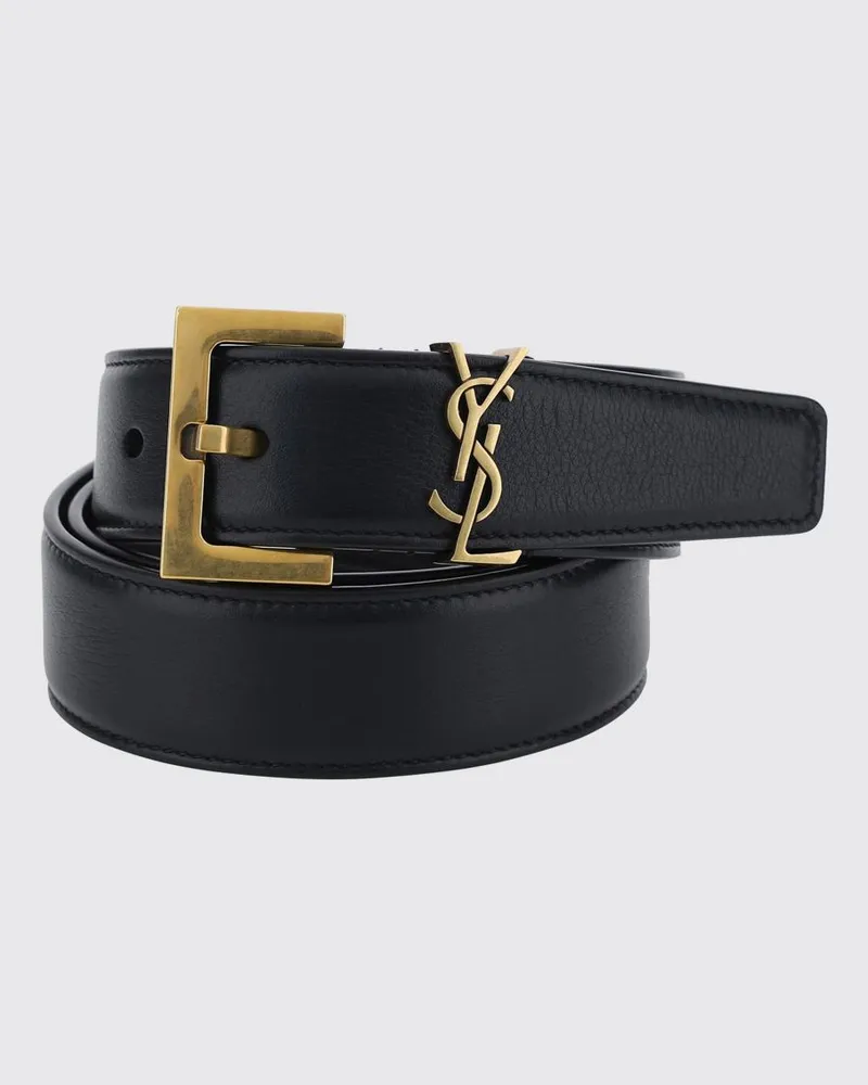 Saint Laurent Cassandre Gürtel aus Leder Schwarz
