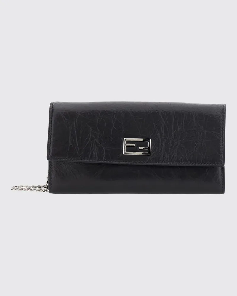 Fendi Tube Mini-Umhängetasche von aus Kalbsleder in Knitteroptik Schwarz