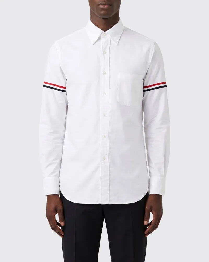 Thom Browne Slim-Fit-Hemd aus Baumwollpopeline mit Button-Down-Kragen Weiß