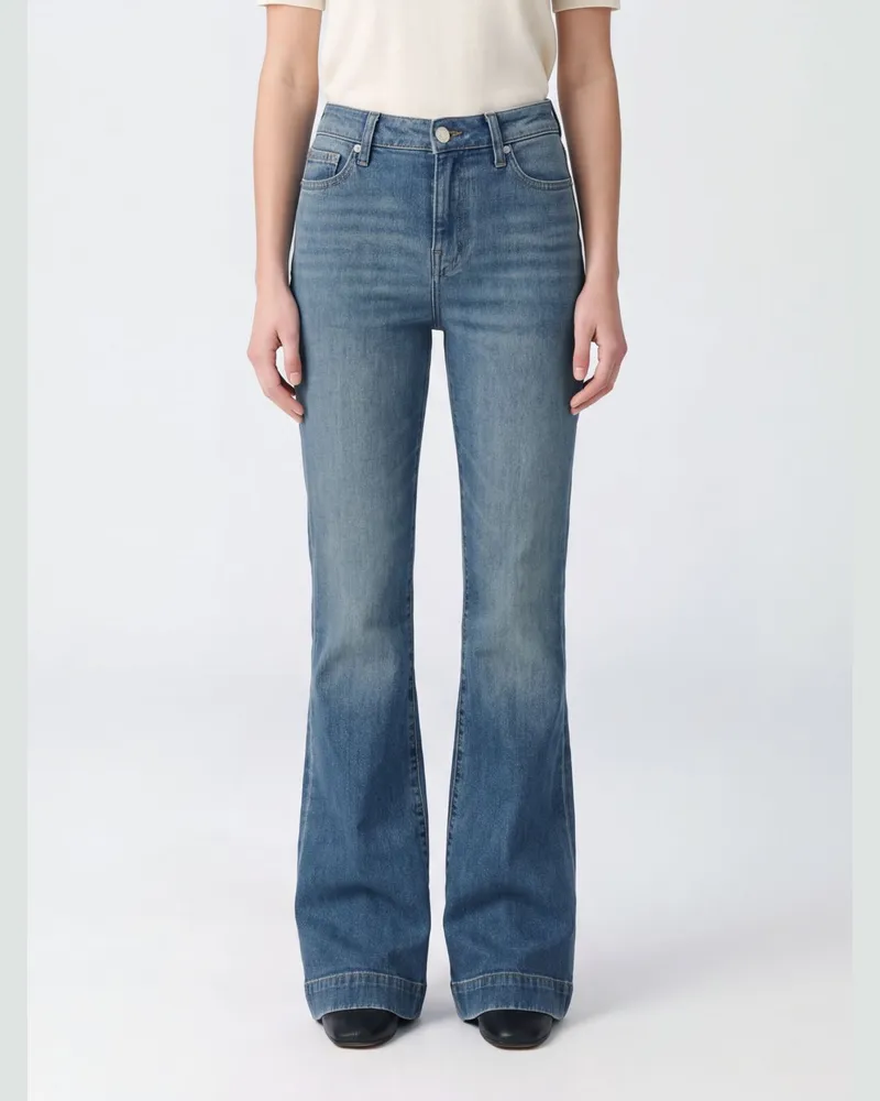 7 for all mankind Dojo Flared Jeans mit hoher Taille aus Stretch-Baumwolldenim Blau