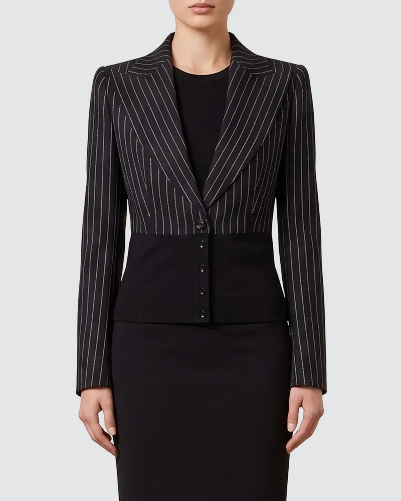 Dolce & Gabbana DOLCE  GABBANA Einreihiger Slim-Fit-Blazer von Dolce & Gabbana aus Nadelstreifenwolle mit fallendem Revers Schwarz