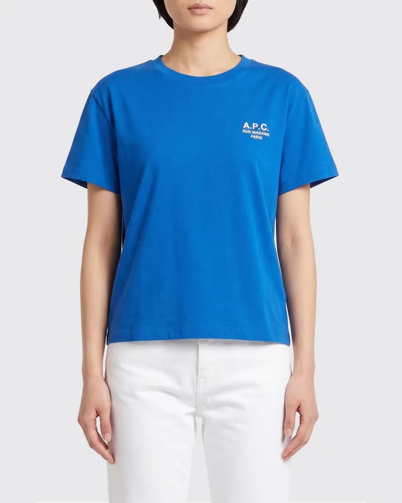 A.P.C. Crop-T-Shirts aus Bio-Baumwolle Blau