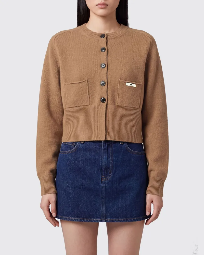 Elisabetta Franchi Verkürzter Cardigan aus Wolle und Kaschmir von Braun