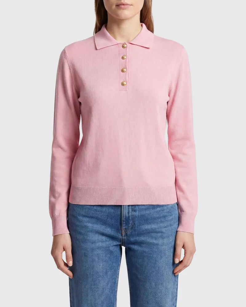 Blazé Milano Langärmeliges Strickpolo aus einer Seiden- und Baumwollmischung Pink