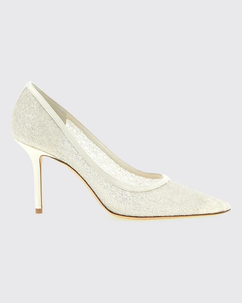 Jimmy Choo Love 85 Brautpumps aus Glitzerstoff mit Stickerei Weiß