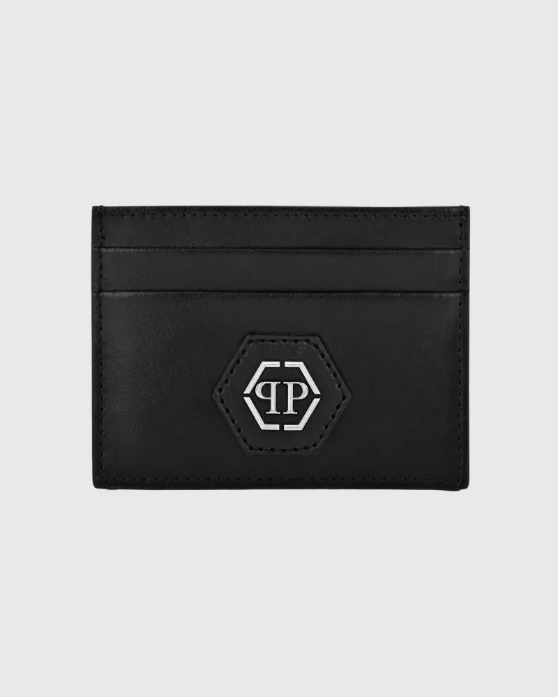 Philipp Plein PP Kartenhalter aus Kalbsleder Schwarz