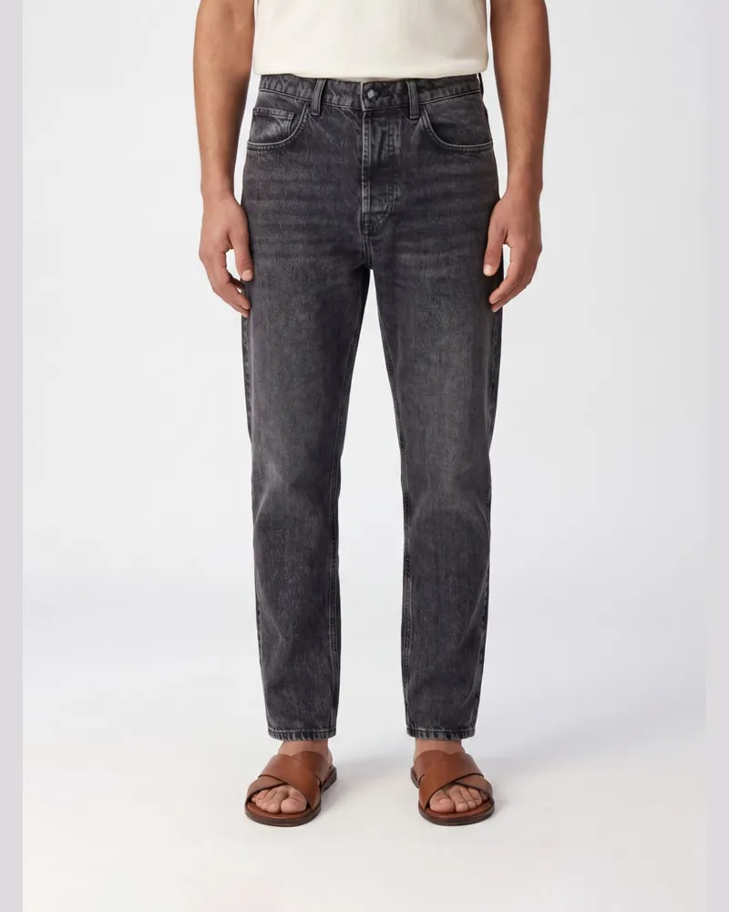 Amish Straight Jeans aus Stretch-Denim mit mittlerer Leibhöhe und fünf Taschen Schwarz