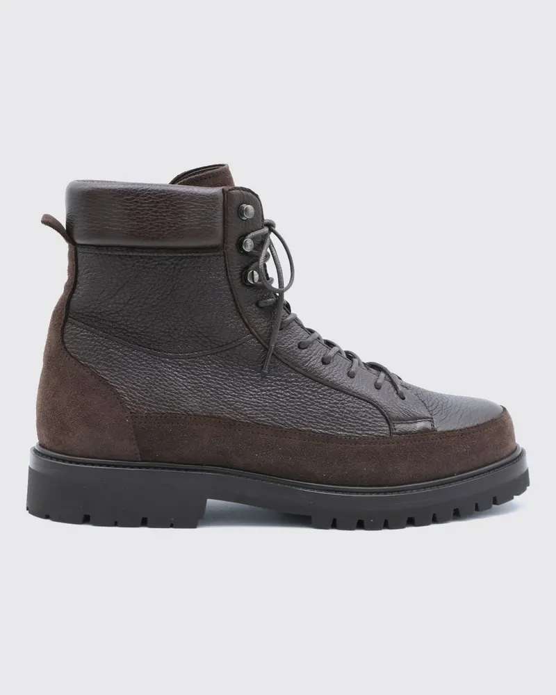 Brunello Cucinelli Schnürstiefeletten aus Velourskalbsleder Braun