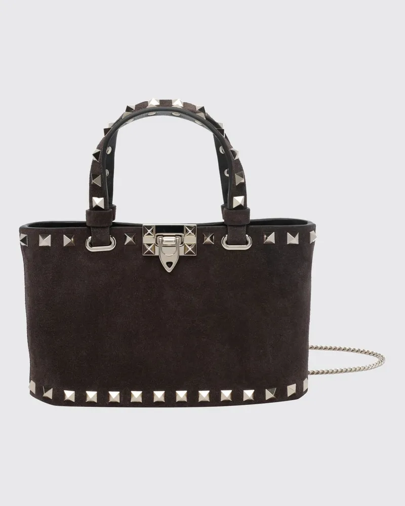 Valentino Garavani Rockstud Mini-Handtasche aus Leder mit Stickerei und Nieten Braun