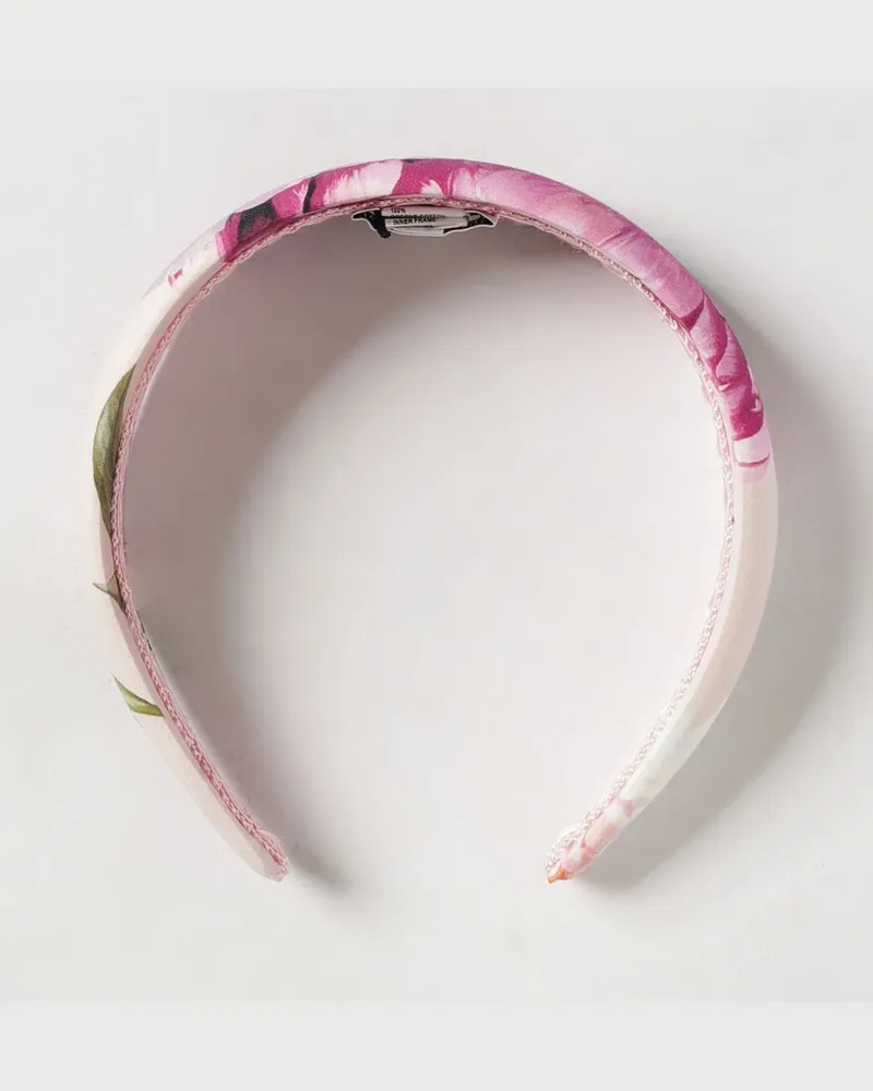 Dolce & Gabbana DOLCE  GABBANA Gepolsterter Haarreif aus geblümter Baumwollpopeline von Dolce & Gabbana für Mädchen Pink