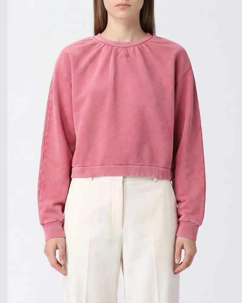 OFF-WHITE Crewneck-Sweatshirt aus Baumwolle mit Ton-in-Ton-Logo Puder