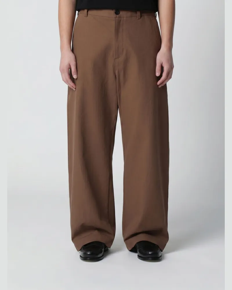 Studio Nicholson Weite Baumwollhose Kaffee