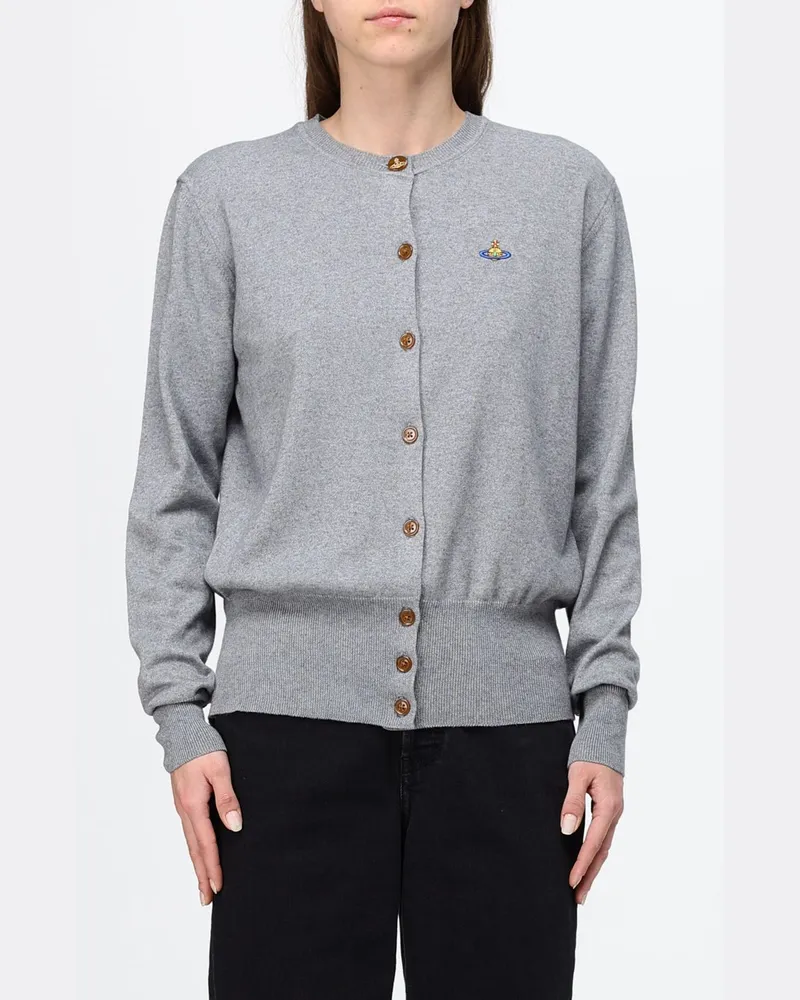 Vivienne Westwood Slim Fit Cardigan aus Baumwolle und Kaschmir mit Orb-Logo Grau