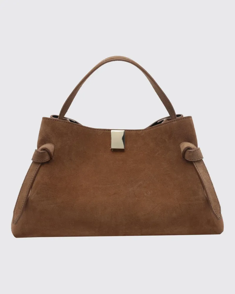 YUZEFI Ausgestellte Handtasche aus Kalbswildleder Braun
