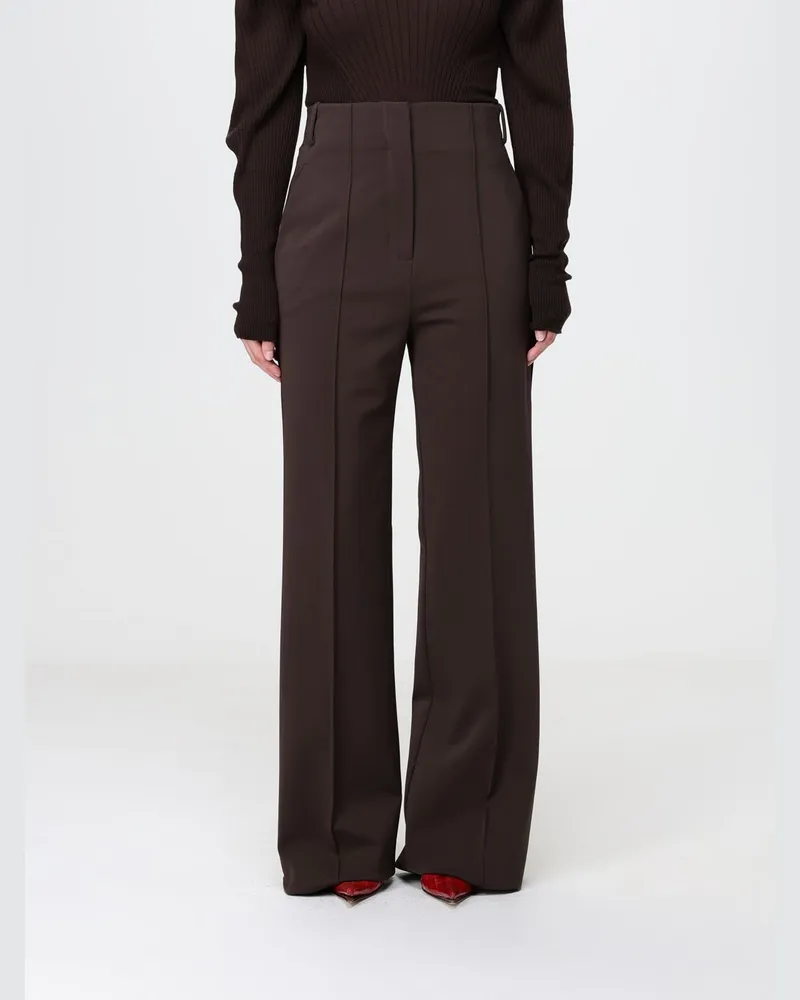 SPORTMAX Hoch taillierte Hose mit geradem Bein aus Crêpe Braun