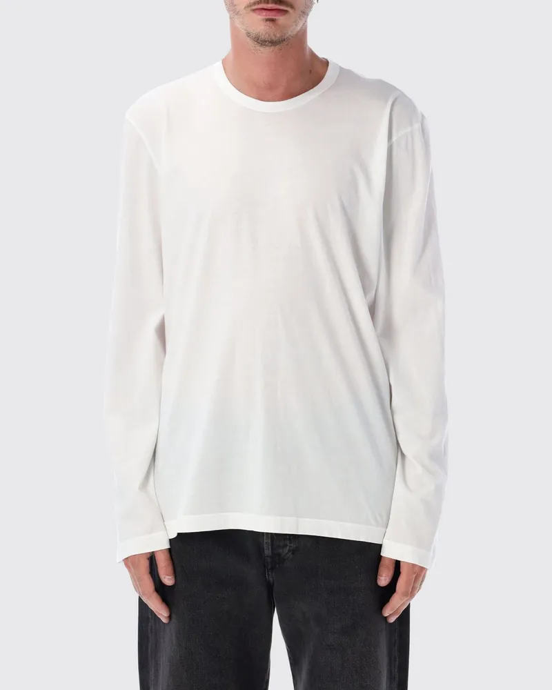 James Perse Langarm-T-Shirt aus Baumwolle mit Rundhalsausschnitt Weiß