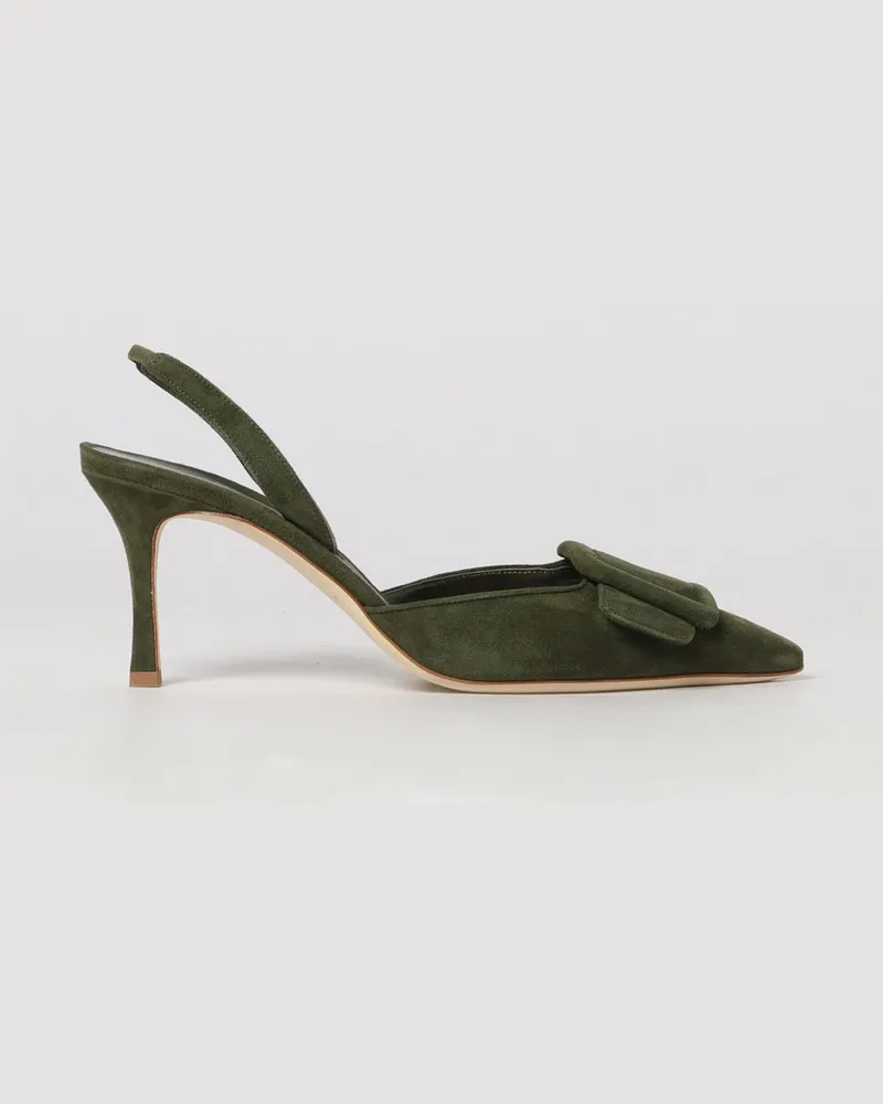 Manolo Blahnik Maysli Slingback-Pumps aus Veloursleder mit mittlerem Absatz Kaki