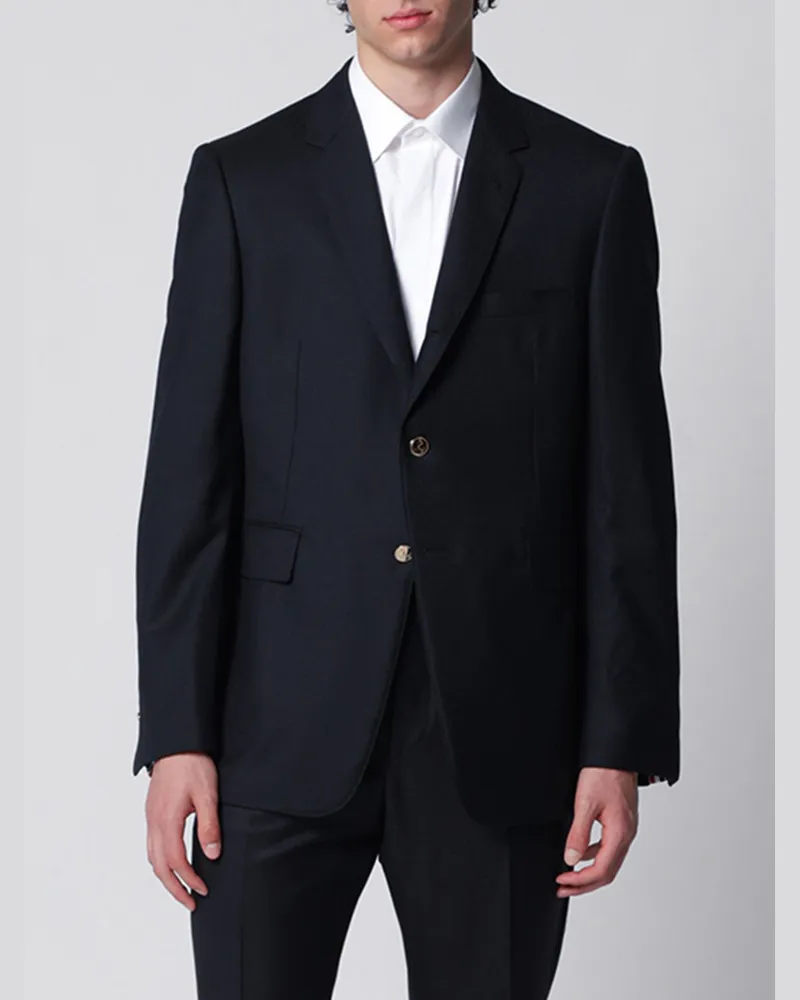 Thom Browne Einreihiger Wollblazer mit Bar-Streifen Blau