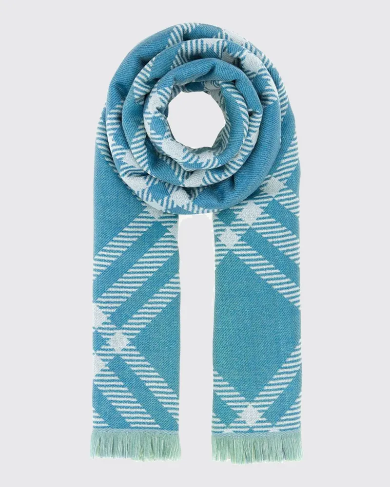 Burberry Herrenschal aus Wolle und Seide mit Check-Muster und Fransen Beige