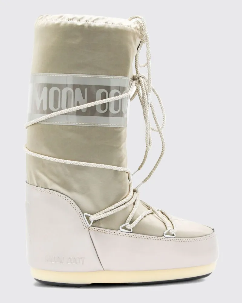 Moon Boot Gepolsterte Nylon-Schneestiefel Icon Glance mit Kreuzschnürung Gold