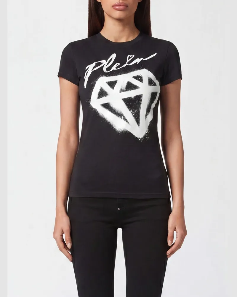 Philipp Plein Slim-Fit T-Shirt aus Stretch-Baumwolle mit grafischem Logo-Print Schwarz