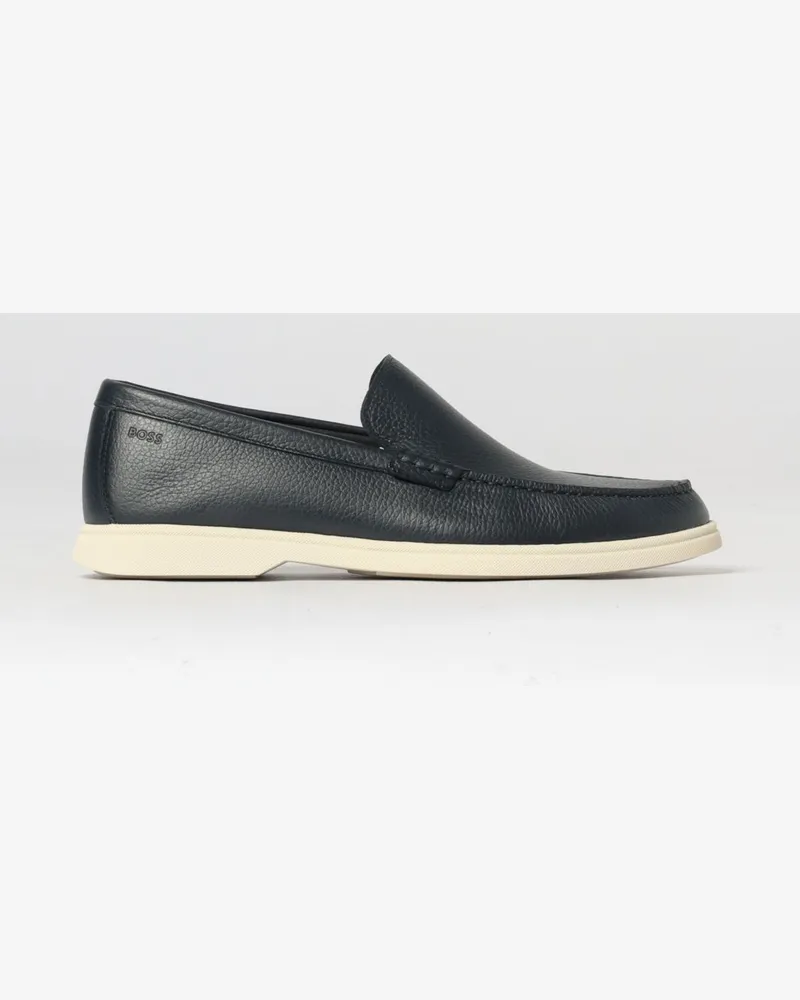 HUGO BOSS Loafer aus gehämmertem Leder Blau