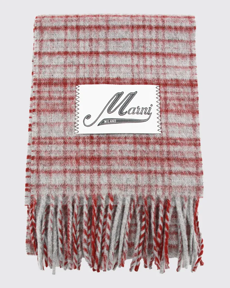 Marni Karierter Schal aus Woll- und Mohairmischung mit appliziertem Logo Bunt