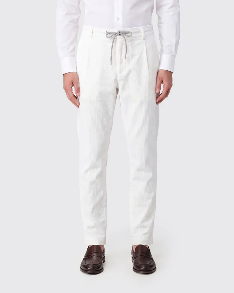 Eleventy Slim-Fit-Cordhose mit Kordelzug am Bund und Bundfalten Braun