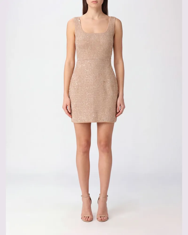Elisabetta Franchi Schulterfreies Tweed-Minikleid in Etuiform Nude