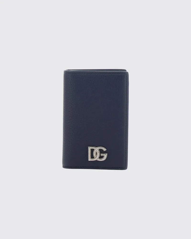 Dolce & Gabbana DOLCE  GABBANA Bifold-Kartenetui Dolce & Gabbana aus genarbtem Leder mit DG-Logo Blau